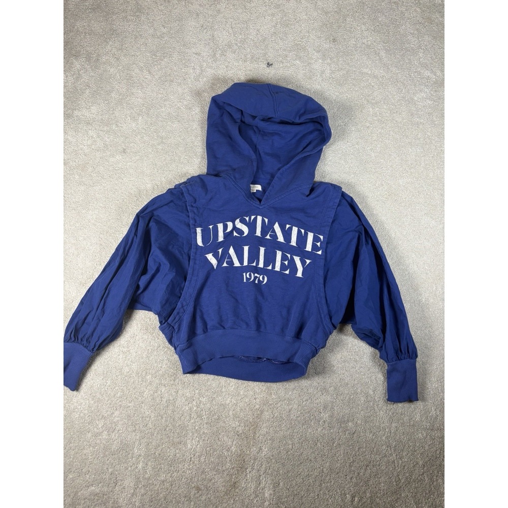 Anthropologie Pilcro fabric mix hoodie upstate valley blue‎ cropped small